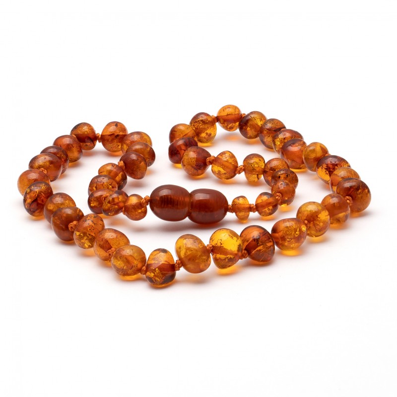 Cognac Amber Teething Necklace | Brown Baltic Amber Children Necklace