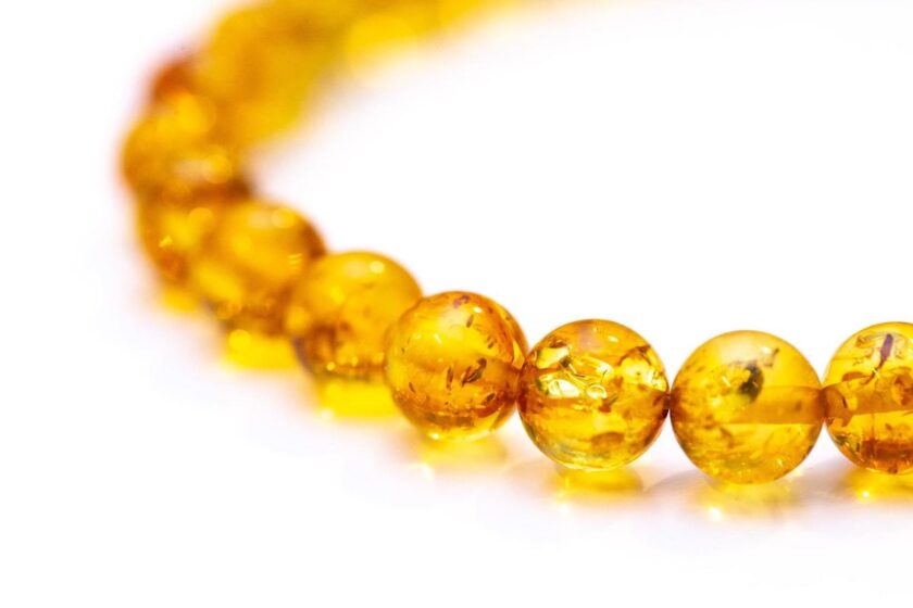 pulsera de cuentas de ámbar amarillo