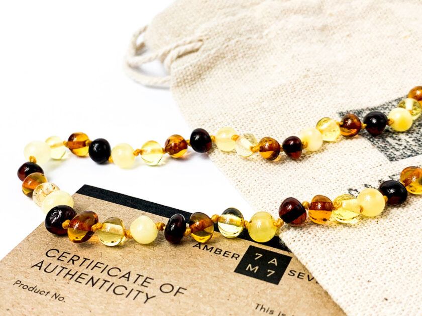 multi color amber teething necklace