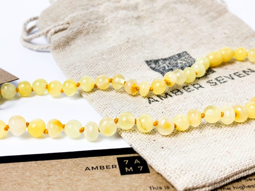 white amber teething necklace