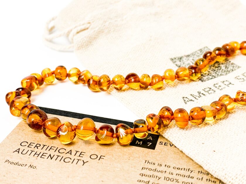 cognac amber teething necklace