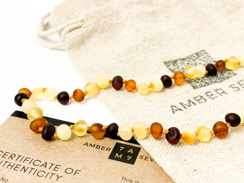 raw multi color amber teething necklace