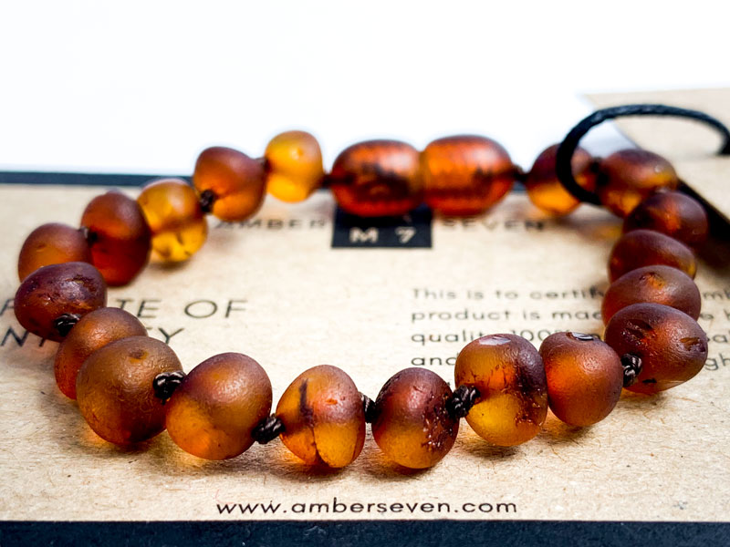 raw cognac amber bracelet for children