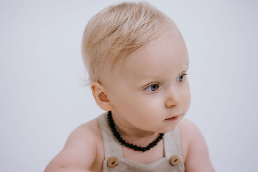 black polished amber necklace for baby