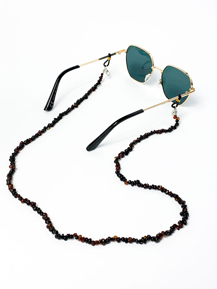 black beaded amber crystal glasses chain