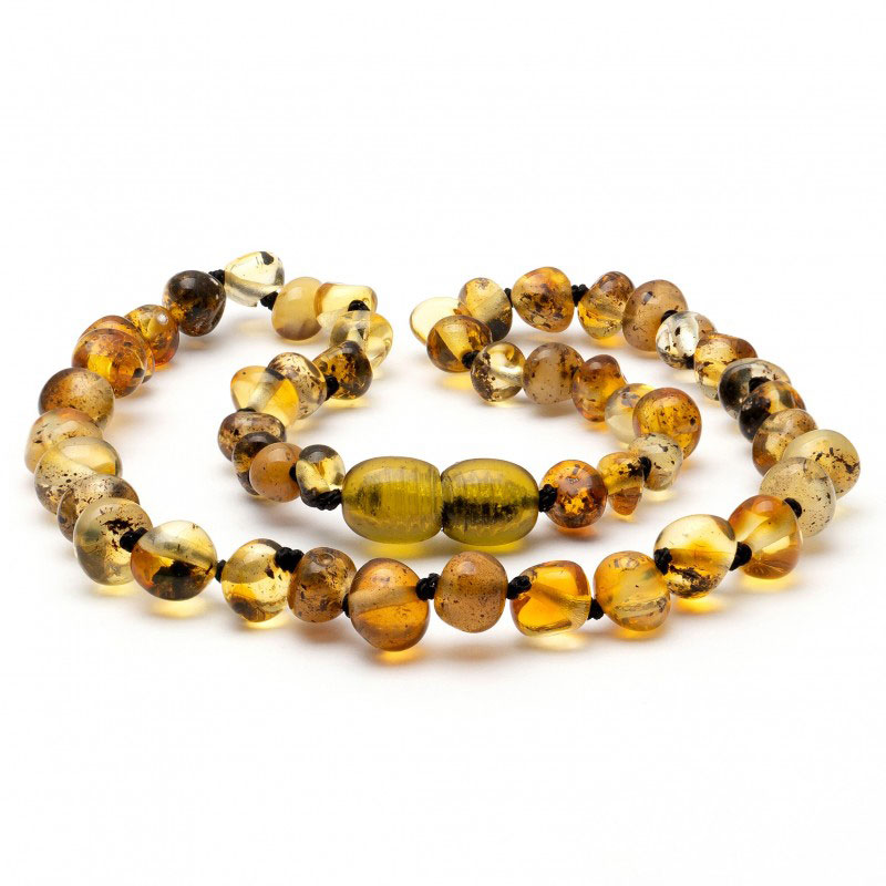 light green amber teething necklace for baby