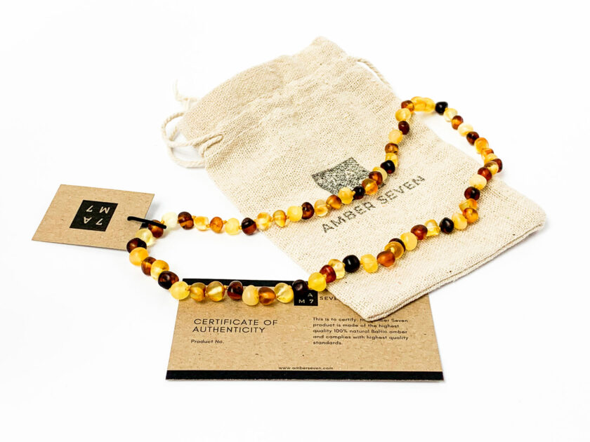 raw multi color amber necklace