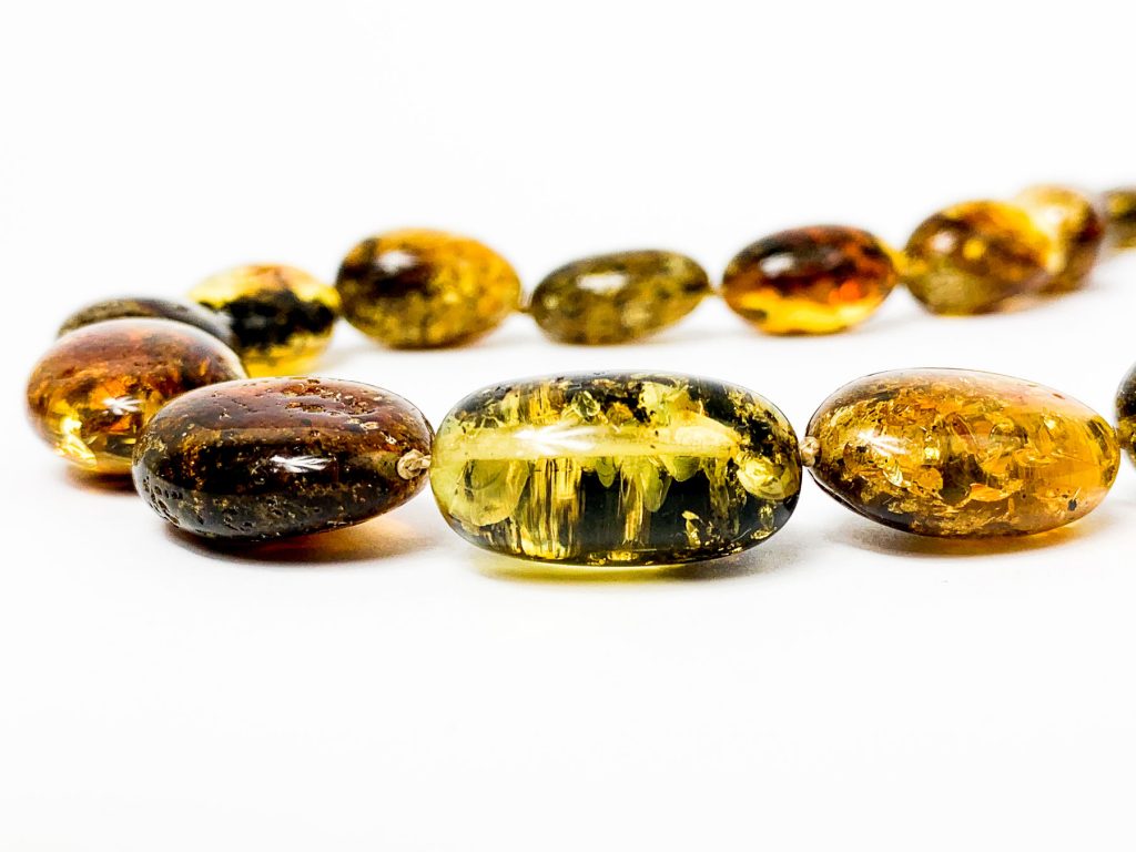 massive green amber beads