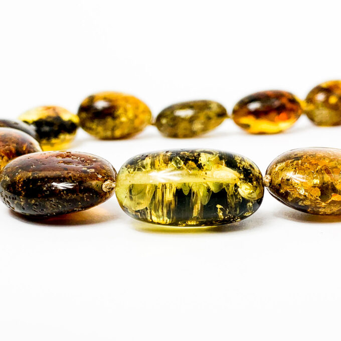 massive green amber beads