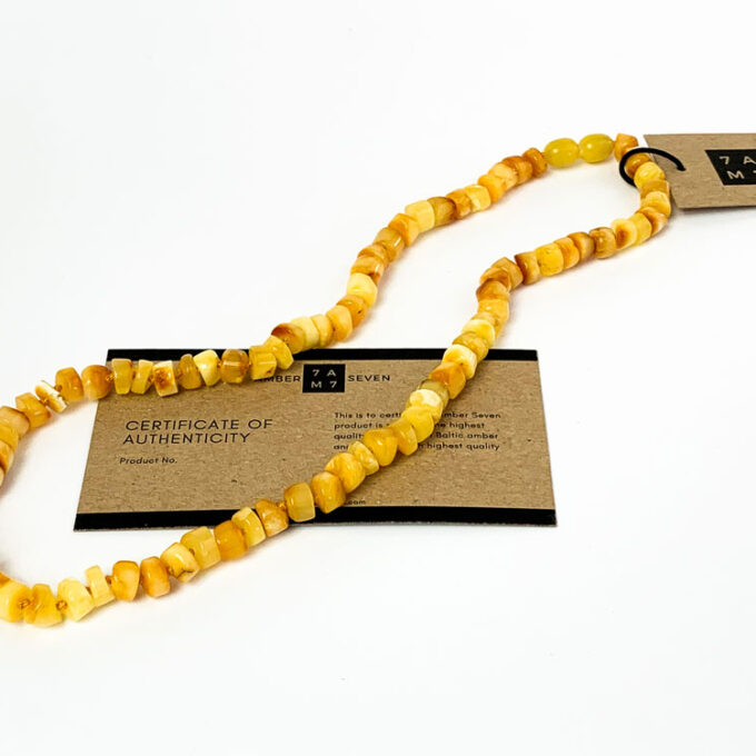 yellow white amber necklace