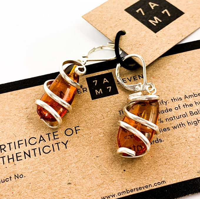 artisan made amber earrings