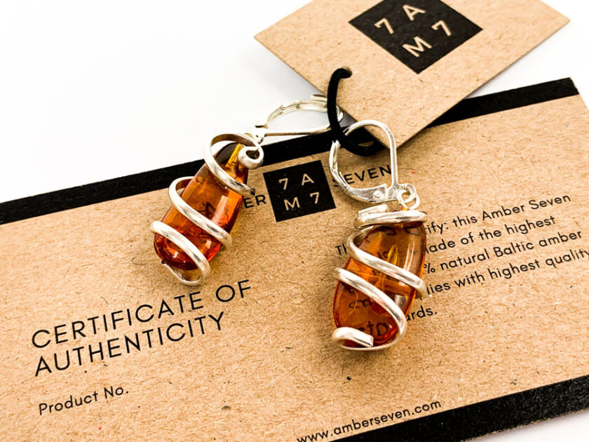 artisan made amber earrings