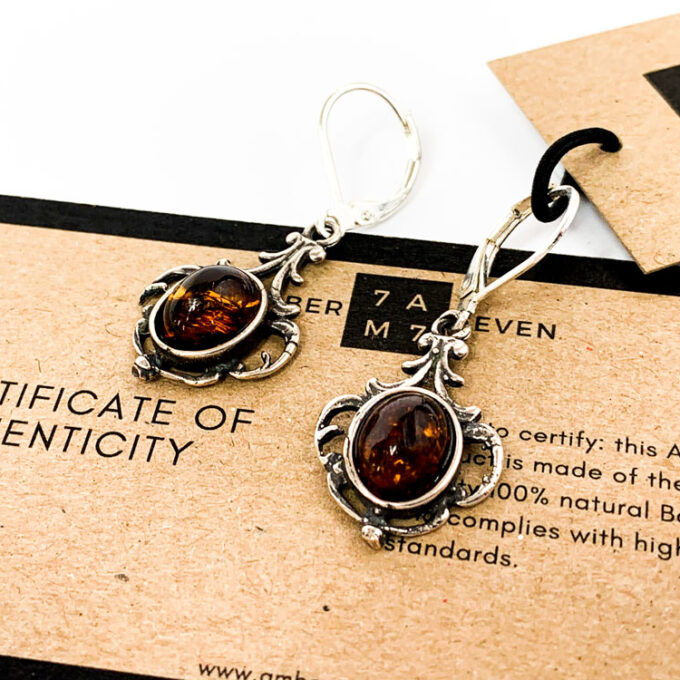 vintage old amber earrings