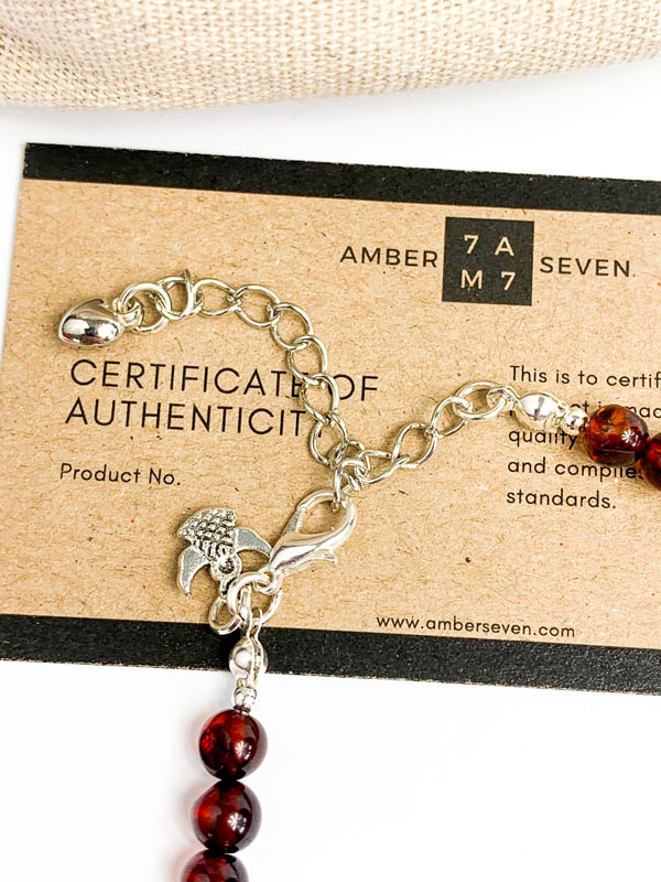 dark cherry amber anklet