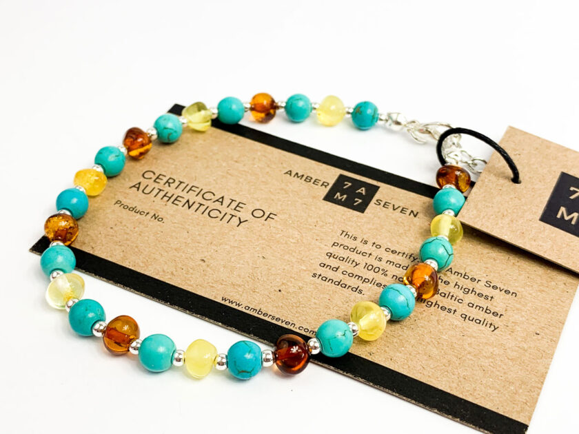 amber and turquoise anklet