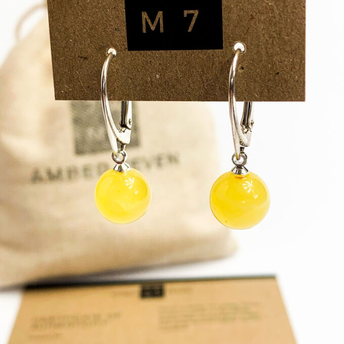 white amber hanging earrings