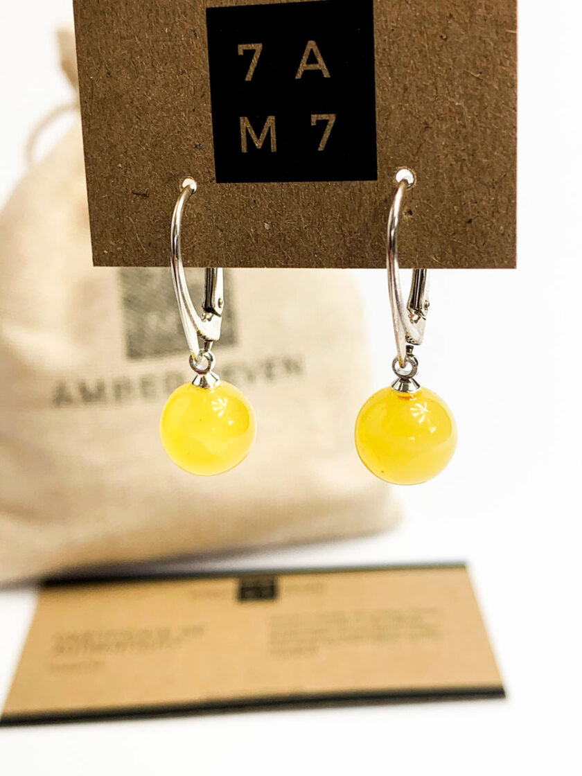 white amber hanging earrings