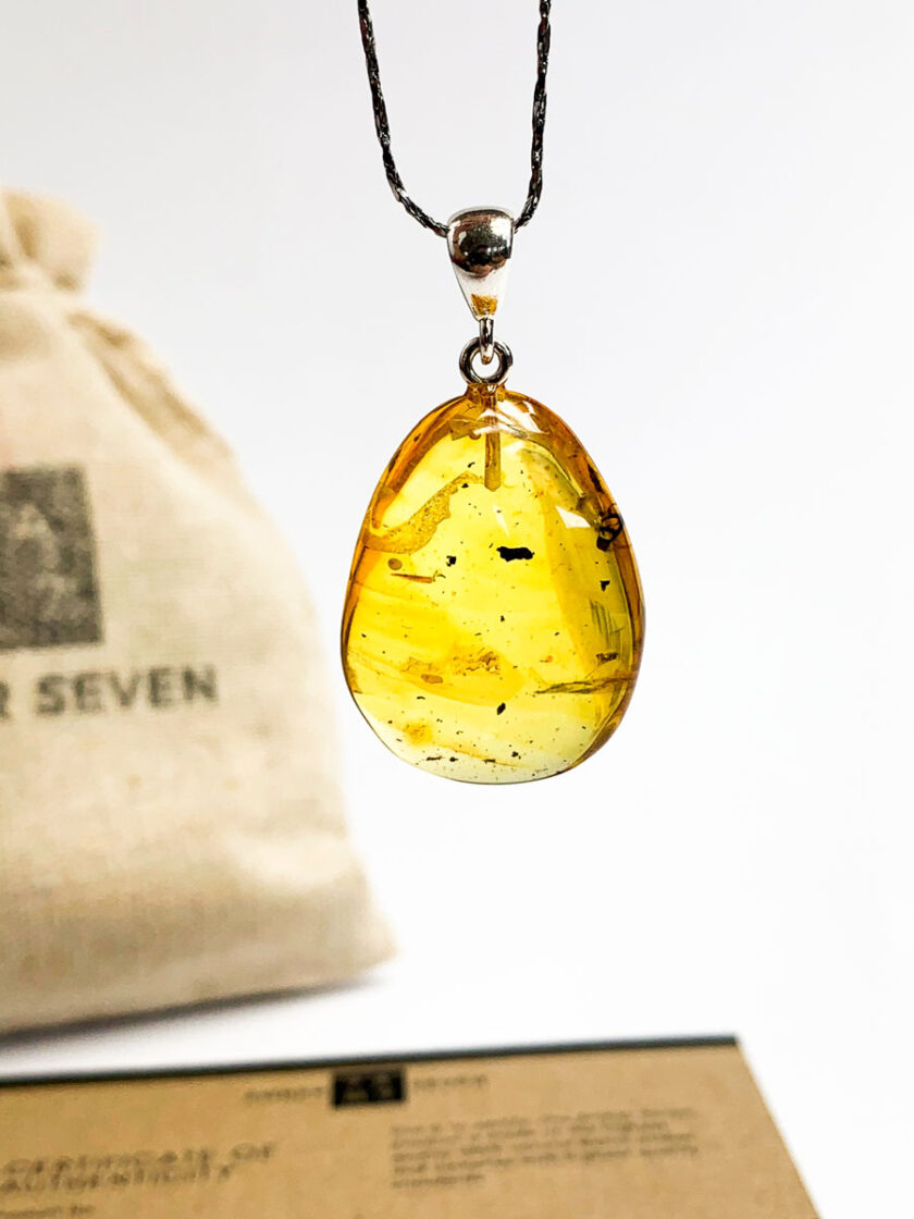 honey baltic amber teardrop pendant with sterling silver