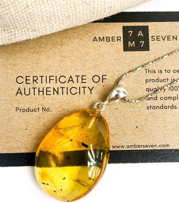 honey amber pendant with silver