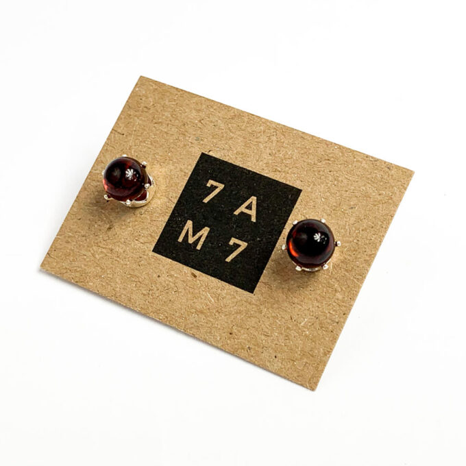 cherry amber stud earrings