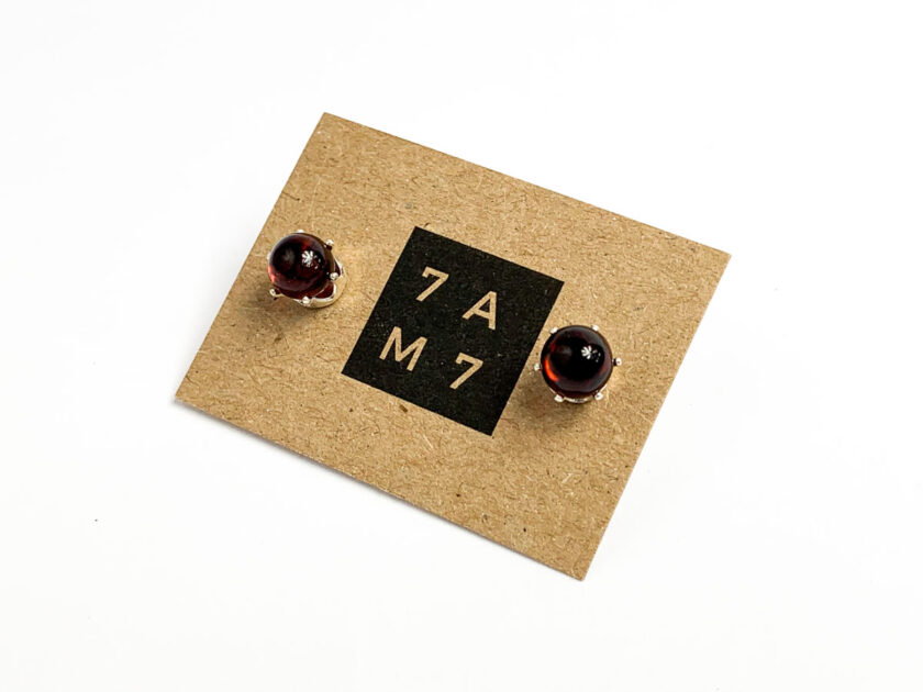 cherry amber stud earrings