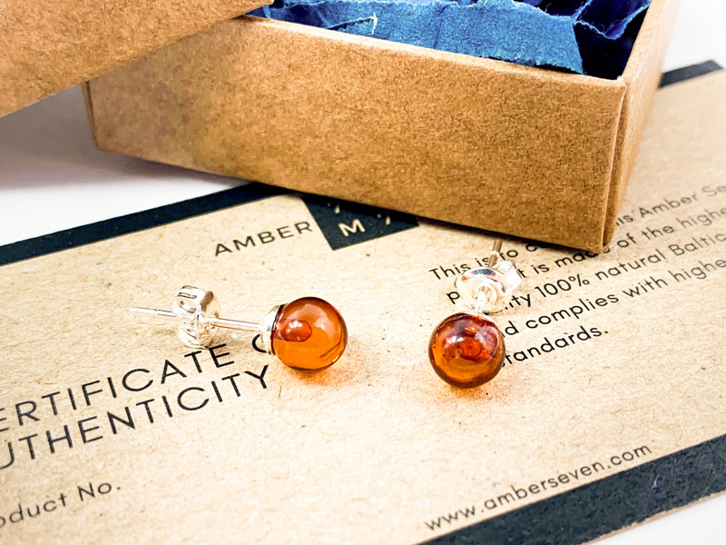 tiny baltic amber earrings