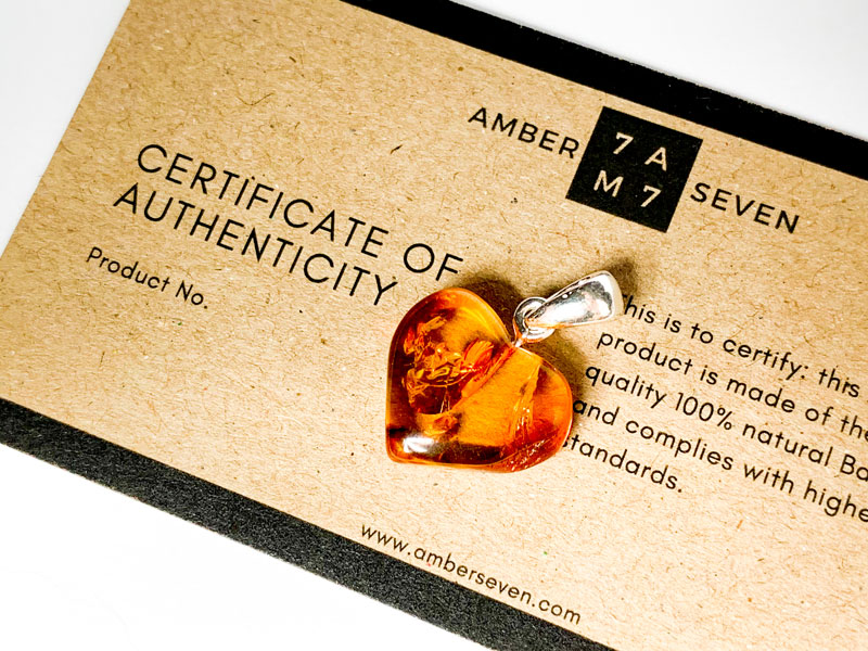 amber heart pendant necklace