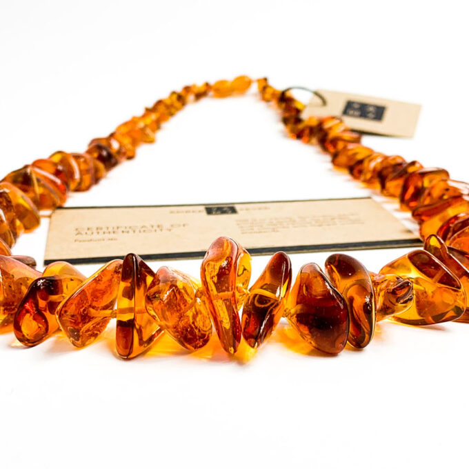 large amber chips beaded necklace