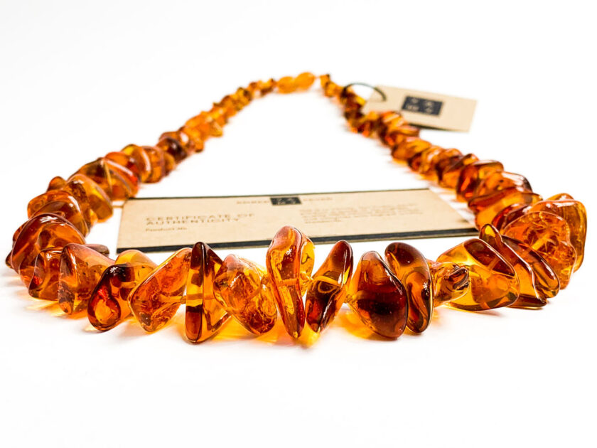large amber chips beaded necklace