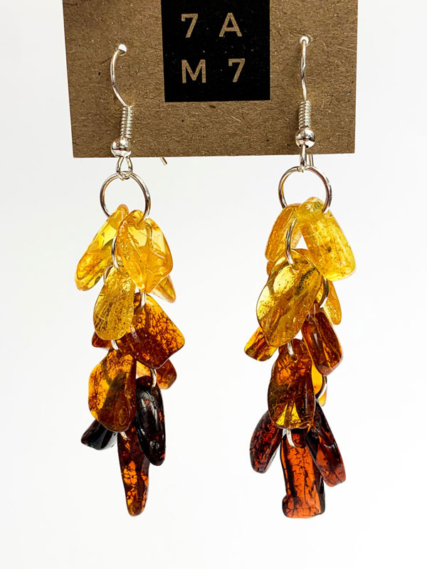 long amber chips earrings