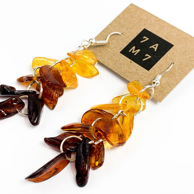 colorful baltic amber dangle earrings