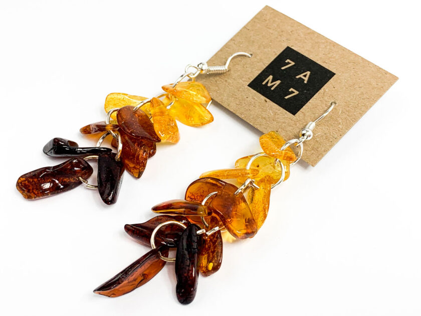 colorful baltic amber dangle earrings