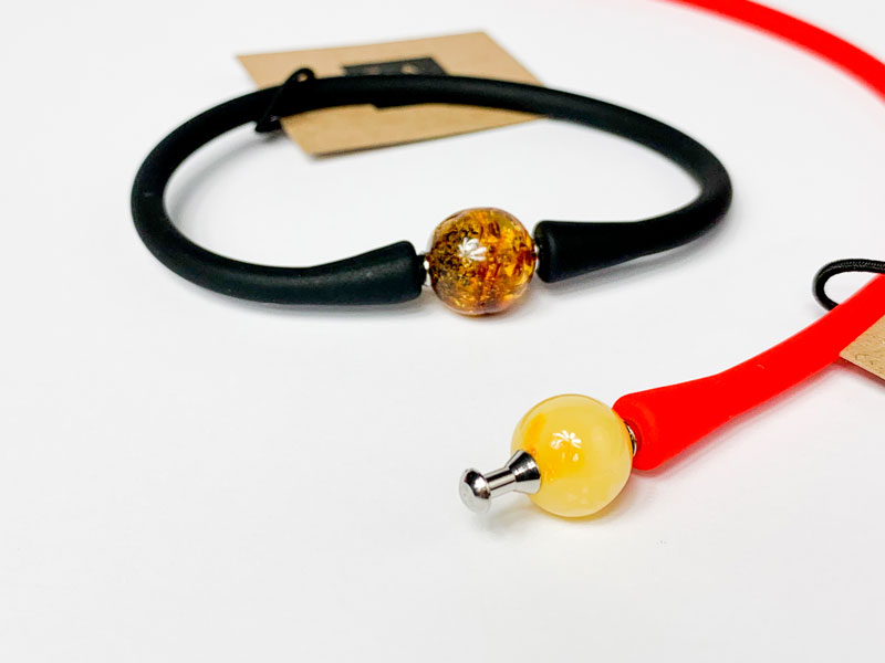 black and red bracelets with baltic amber stone