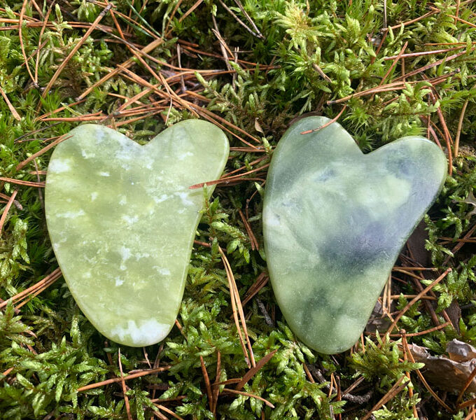 green jade gua sha stone