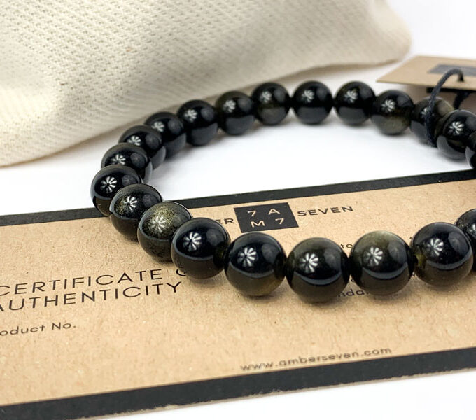 natural obsidian stone bracelet