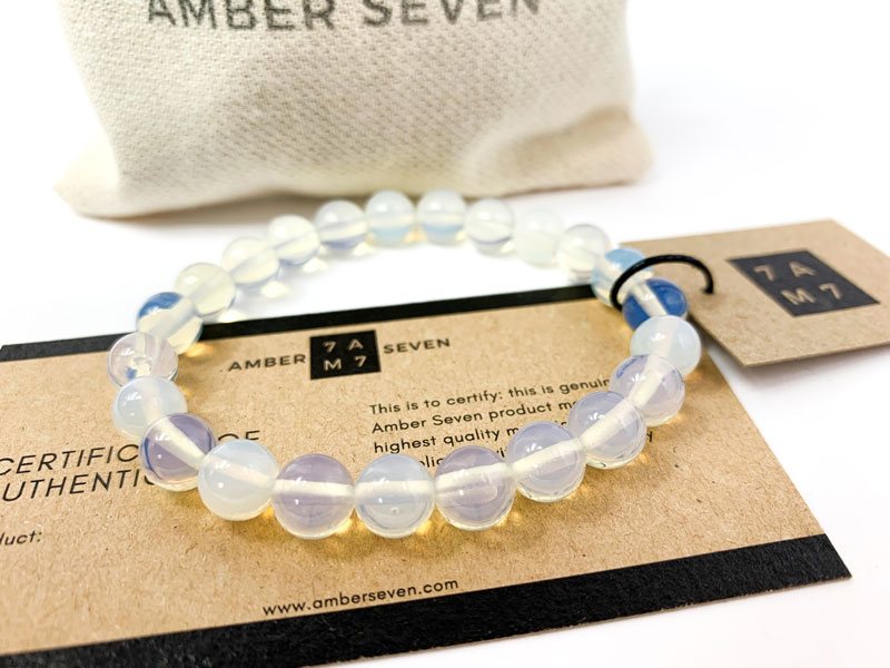 lab created white opal bracelet