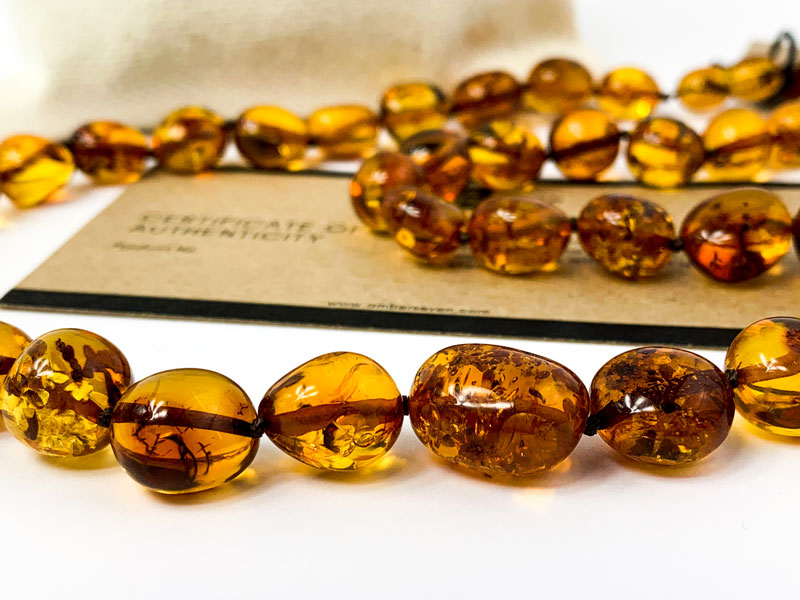 brown amber bead necklace