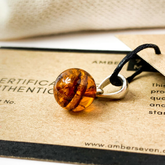 cognac amber sphere pendant