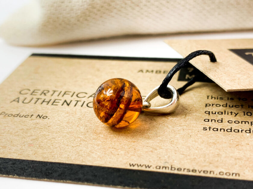 cognac amber sphere pendant