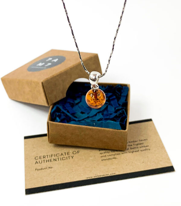 brown amber sphere pendant necklace