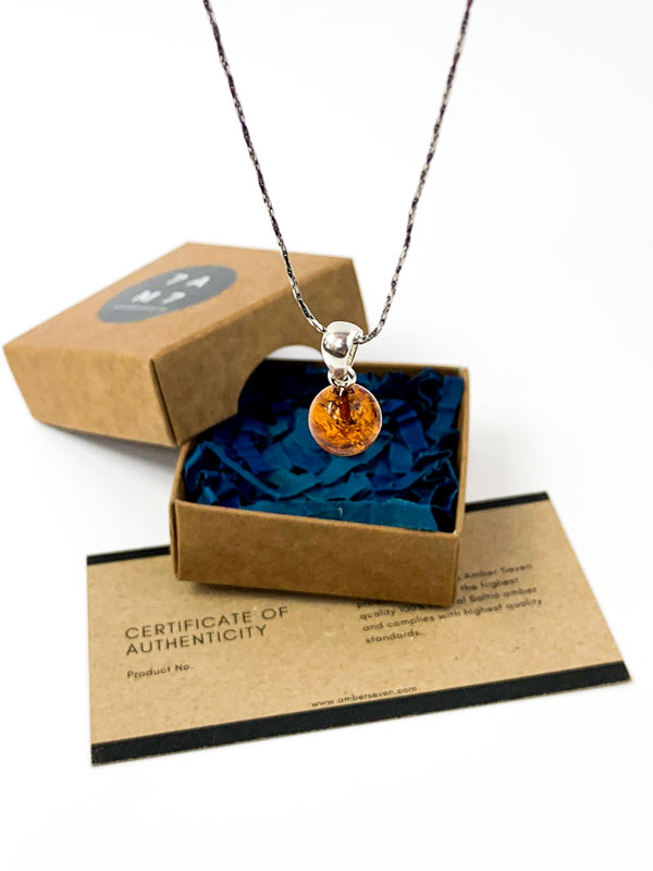 brown amber sphere pendant necklace