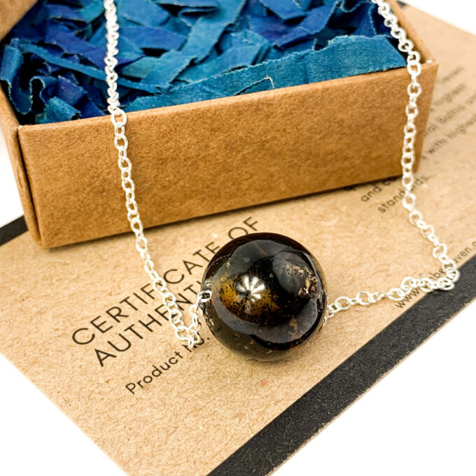 dark green amber pendant necklace