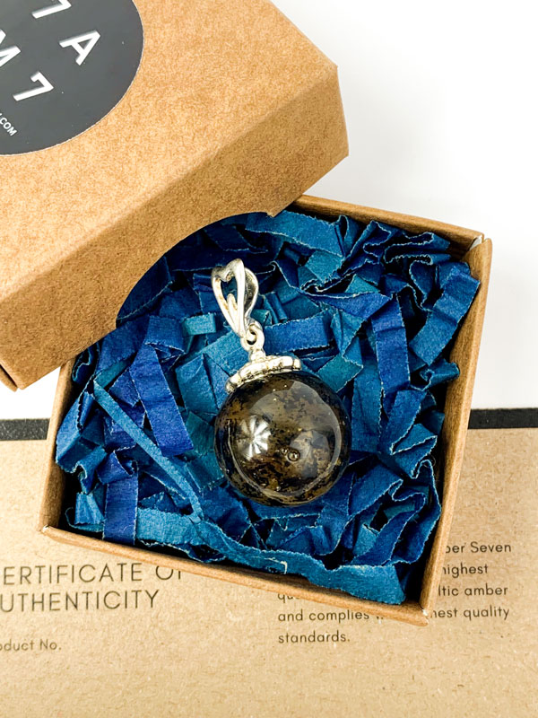 luxury amber pendant in gift box