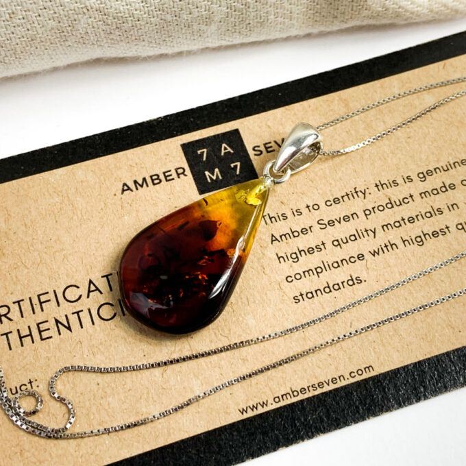 amber teardrop pendant