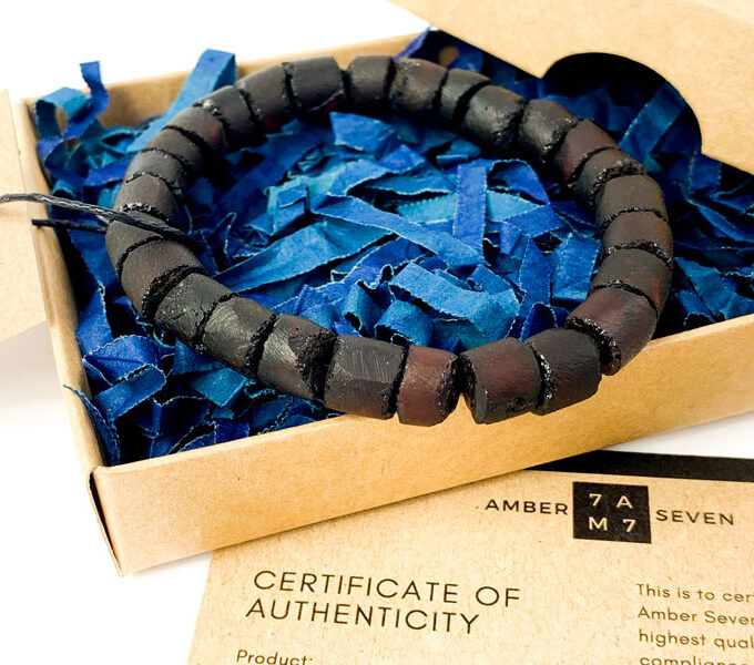 pulsera de ámbar negro crudo