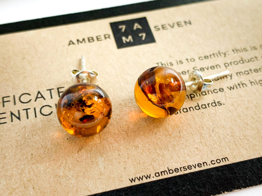 large amber stud earrings