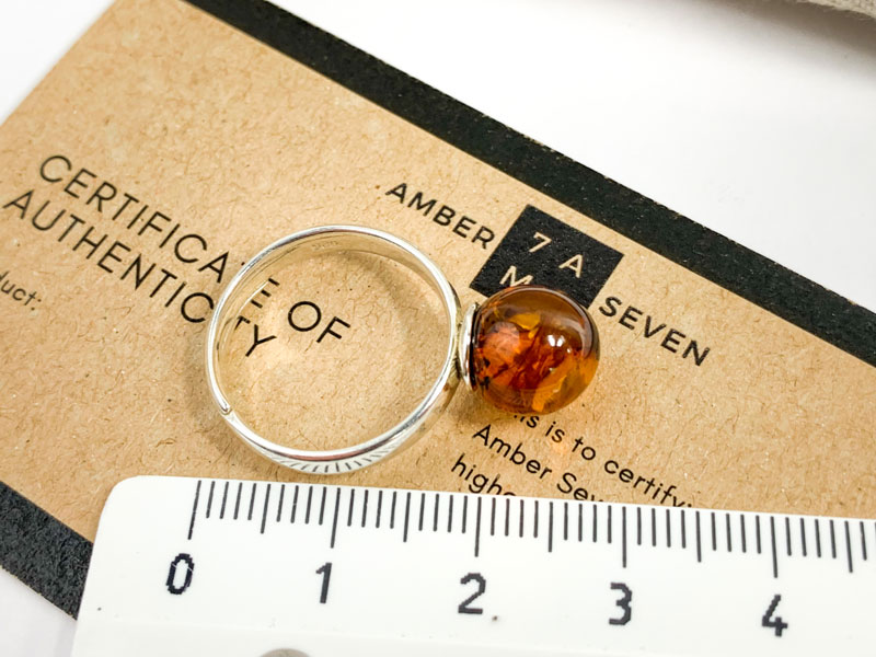 silver ring with amber