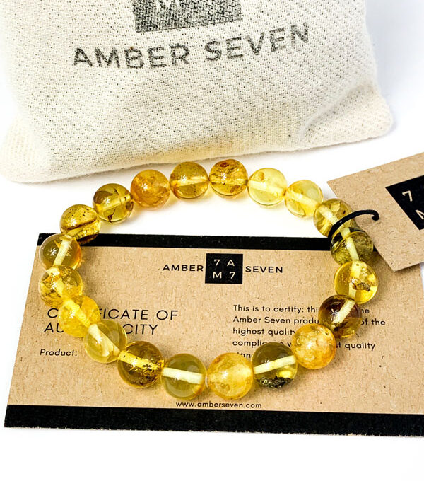 yellow amber sphere bracelet
