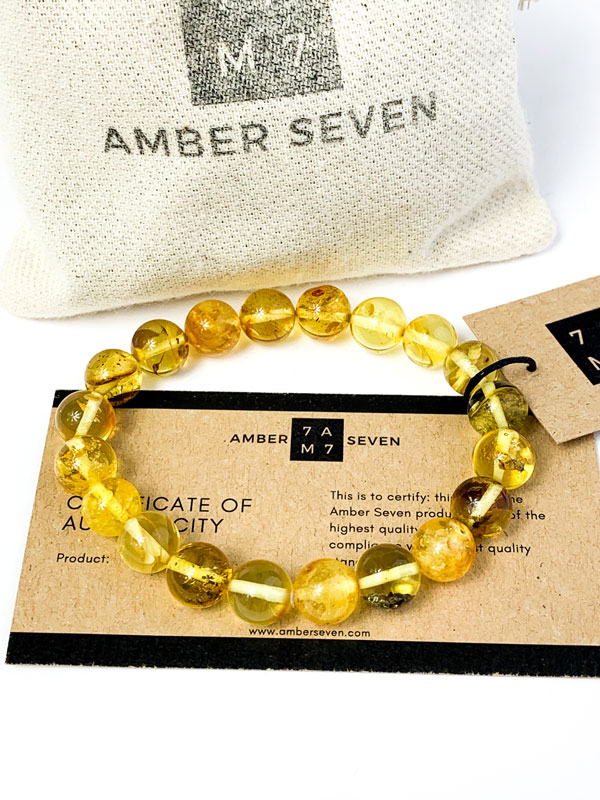 yellow amber sphere bracelet