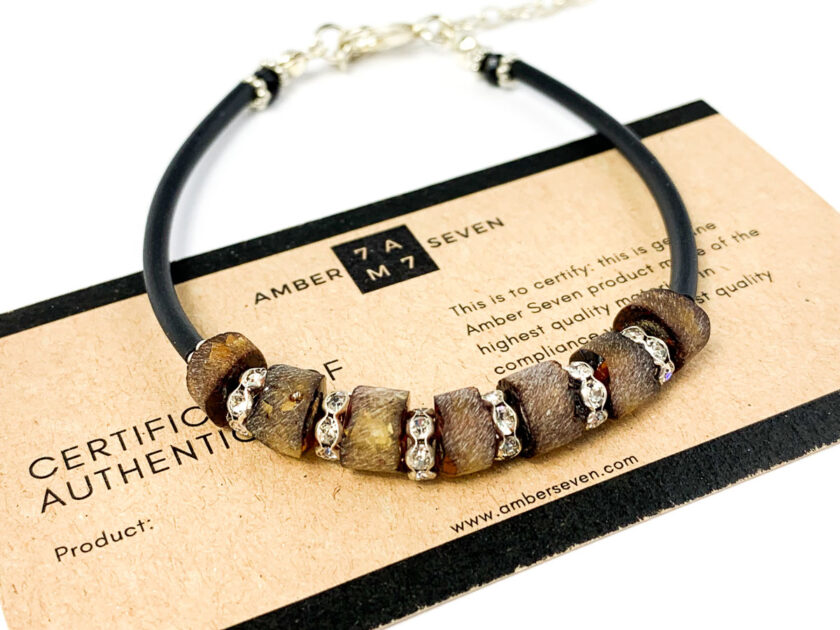 raw amber leather bracelet